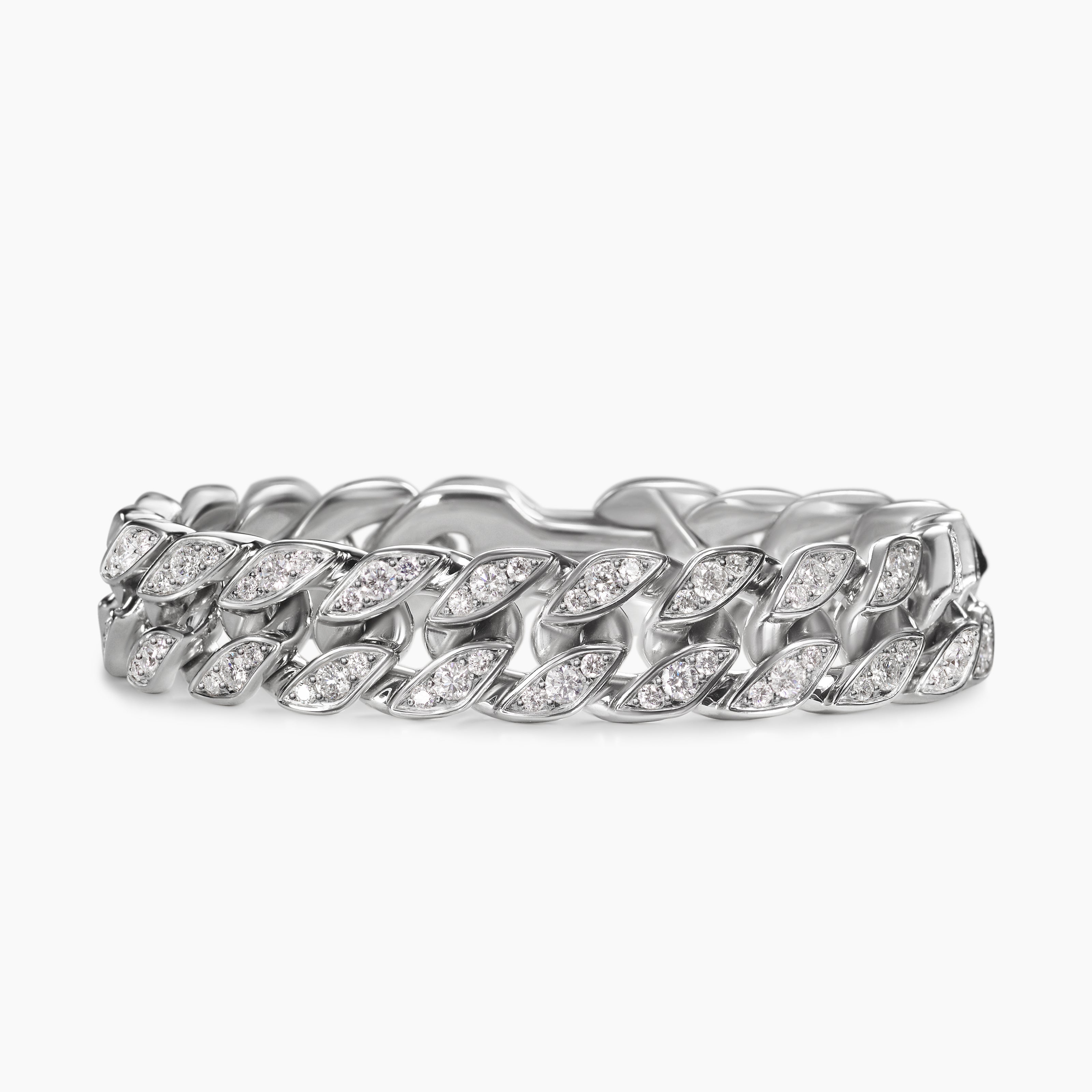 Mens Curb Chain Bracelet in Platinum, 14.5mm