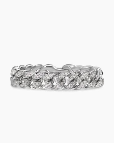Curb Chain Bracelet in Platinum with Diamonds, 14.5mm