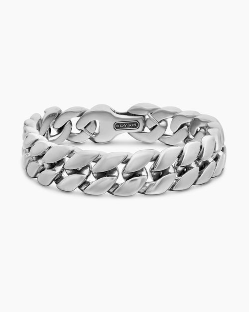 Mens Curb Chain Bracelet in Sterling Silver, 14.5mm