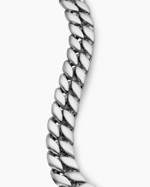 Mens Curb Chain Bracelet in Sterling Silver, 14.5mm
