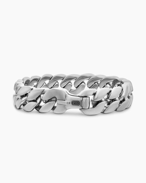 Mens Curb Chain Bracelet in Sterling Silver, 14.5mm