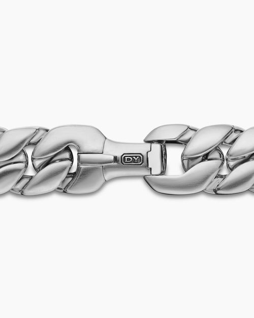 Mens Curb Chain Bracelet in Sterling Silver, 14.5mm