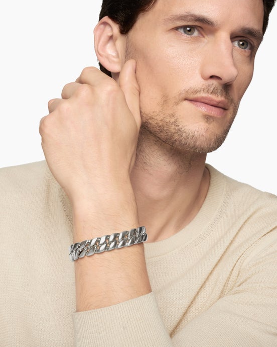 Curb Chain Bracelet in Sterling Silver, 14.5mm