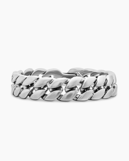 Mens Curb Chain Bracelet in Sterling Silver, 14.5mm