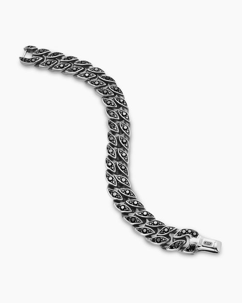 Mens Curb Chain Bracelet in Sterling Silver, 14.5mm