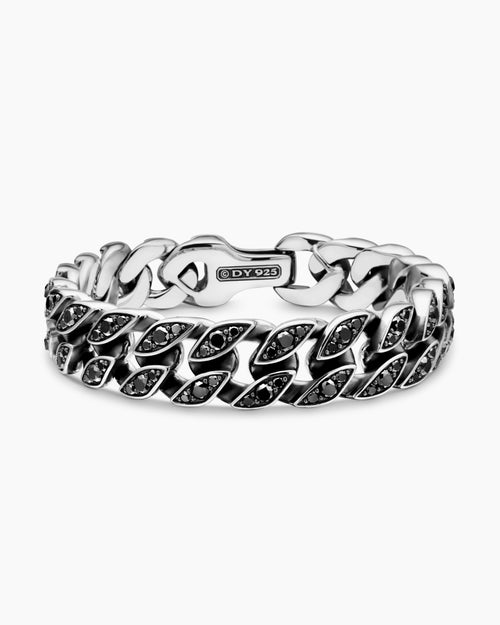 Mens Curb Chain Bracelet in Sterling Silver, 14.5mm