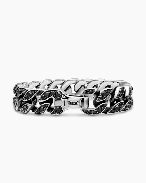 Mens Curb Chain Bracelet in Sterling Silver, 14.5mm