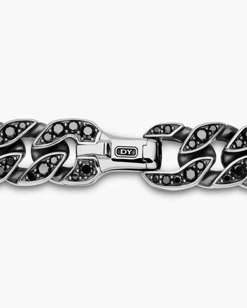 Mens Curb Chain Bracelet in Sterling Silver, 14.5mm