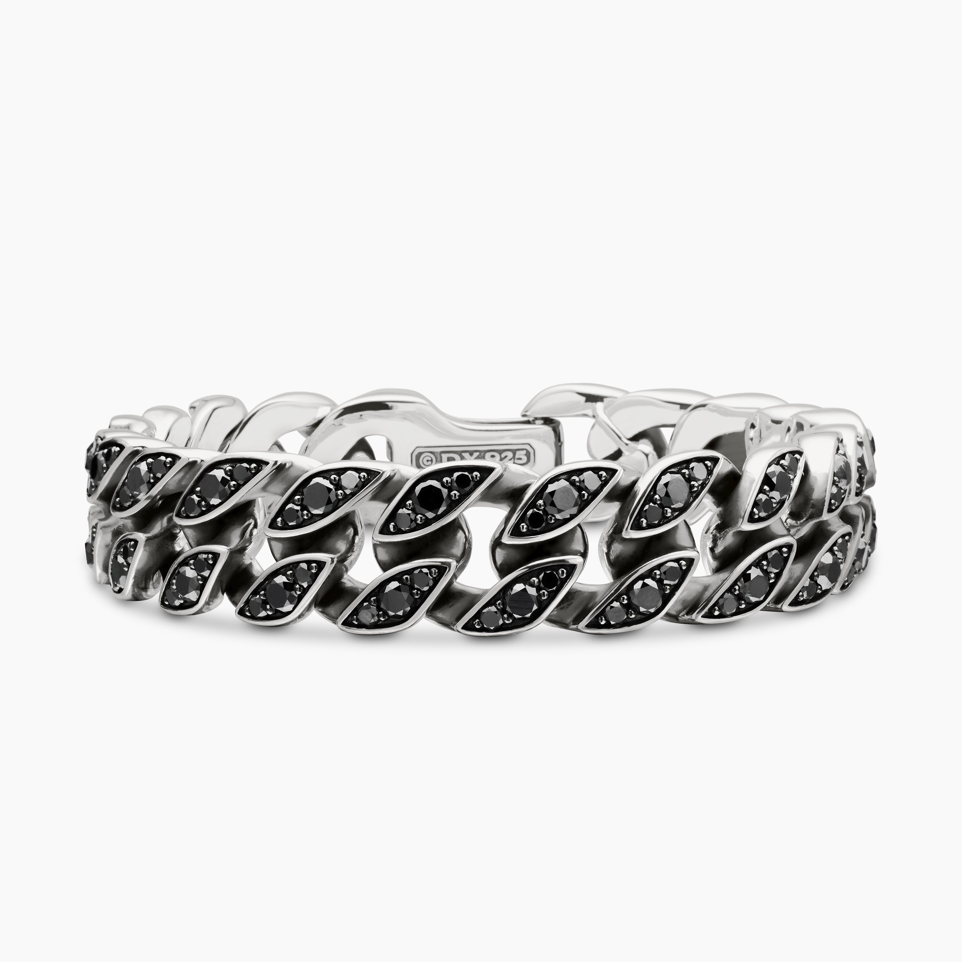 Mens Curb Chain Bracelet in Sterling Silver, 14.5mm
