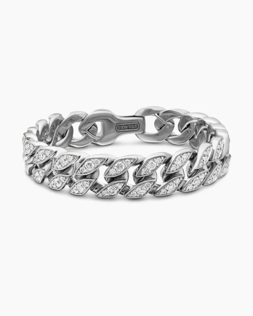 Mens Curb Chain Bracelet in Sterling Silver, 14.5mm