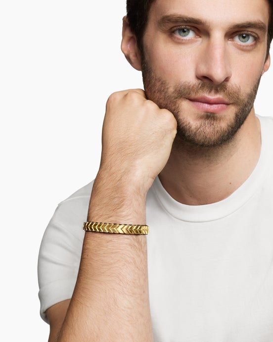 Chevron Woven Bracelet in 18K Yellow Gold, 9mm