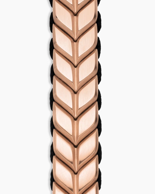 Mens Chevron Woven Bracelet in 18K Rose Gold and Black Nylon, 9mm