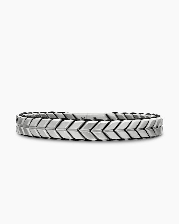david van hagen Chevron Woven Bracelet Sterling Silver with Black Nylon 9mm