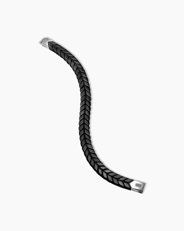 Chevron Woven Bracelet in Black Titanium and Black Nylon, 9mm
