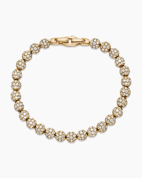 Mens Spiritual Beads Bracelet in 18K Yellow Gold and Pavé Diamonds, 6mm