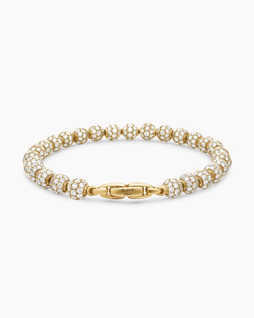 Mens Spiritual Beads Bracelet in 18K Yellow Gold and Pavé Diamonds, 6mm