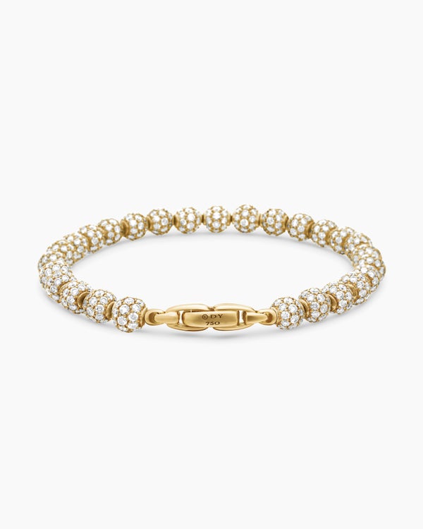 Bracelet de perles spirituel en or jaune 18 carats avec pavé de diamants