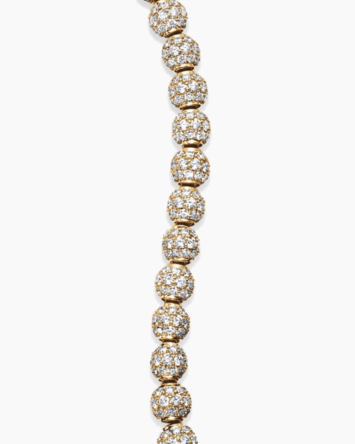 Mens Spiritual Beads Bracelet in 18K Yellow Gold and Pavé Diamonds, 6mm
