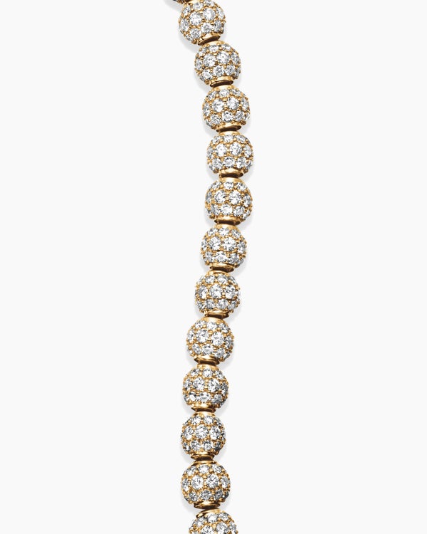 Bracelet de perles spirituel en or jaune 18 carats avec pavé de diamants