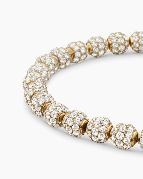 Mens Spiritual Beads Bracelet in 18K Yellow Gold and Pavé Diamonds, 6mm