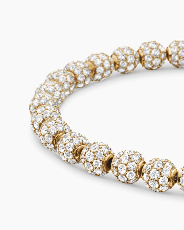 Bracelet de perles spirituel en or jaune 18 carats avec pavé de diamants