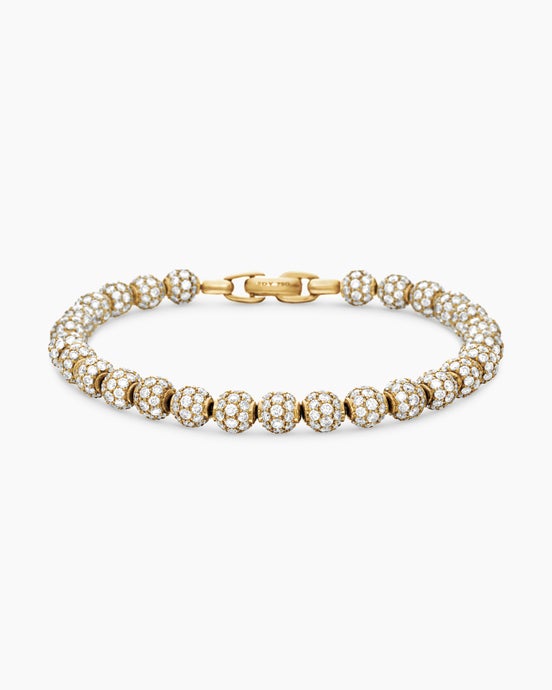 Spiritual Beads Bracelet in 18K Yellow Gold and Pavé Diamonds, 6mm