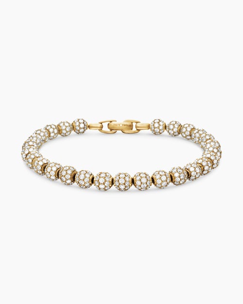 Mens Spiritual Beads Bracelet in 18K Yellow Gold and Pavé Diamonds, 6mm
