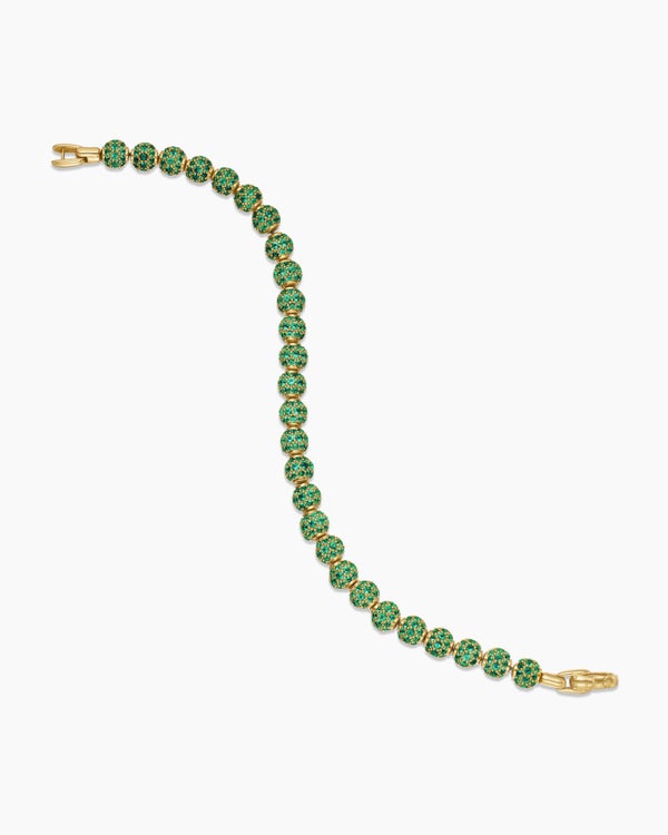 Spiritual Beads Bracelet in 18K Yellow Gold and Pavé Emeralds, 6mm
