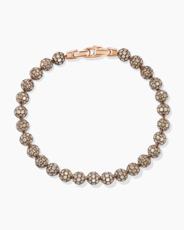 Spiritual Beads Bracelet in 18K Rose Gold and Pavé Cognac Diamonds, 6mm