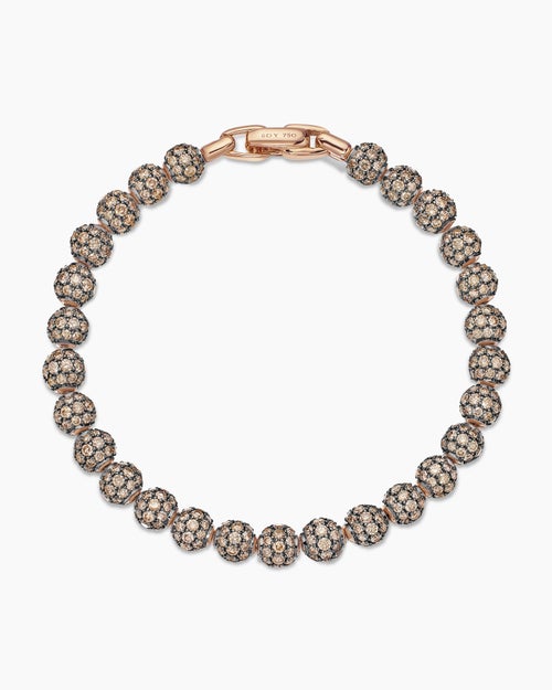 Mens Spiritual Beads Bracelet in 18K Rose Gold with Pavé, 6mm