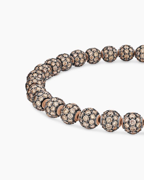 Mens Spiritual Beads Bracelet in 18K Rose Gold with Pavé, 6mm