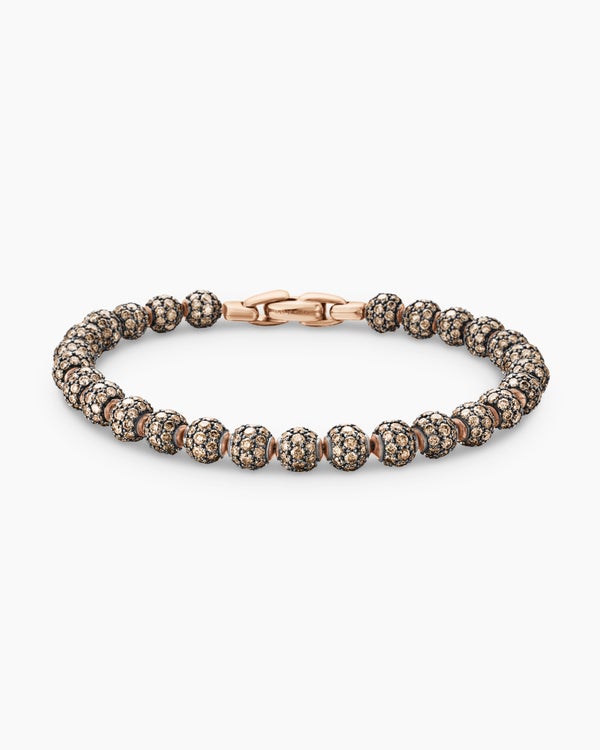 Spiritual Beads Bracelet in 18K Rose Gold with Pavé, 6mm