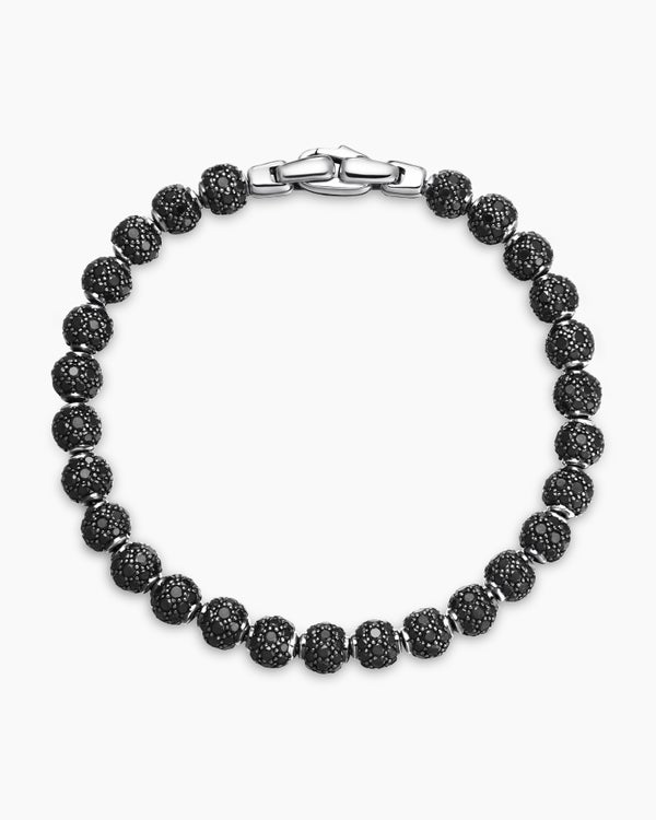 Spiritual Beads Bracelet in Platinum and Pavé Black Diamonds, 6mm