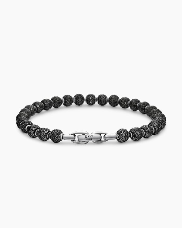 Spiritual Beads Bracelet in Platinum and Pavé Black Diamonds, 6mm