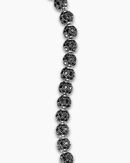 Mens Spiritual Beads Bracelet in Platinum and Pavé Black Diamonds, 6mm