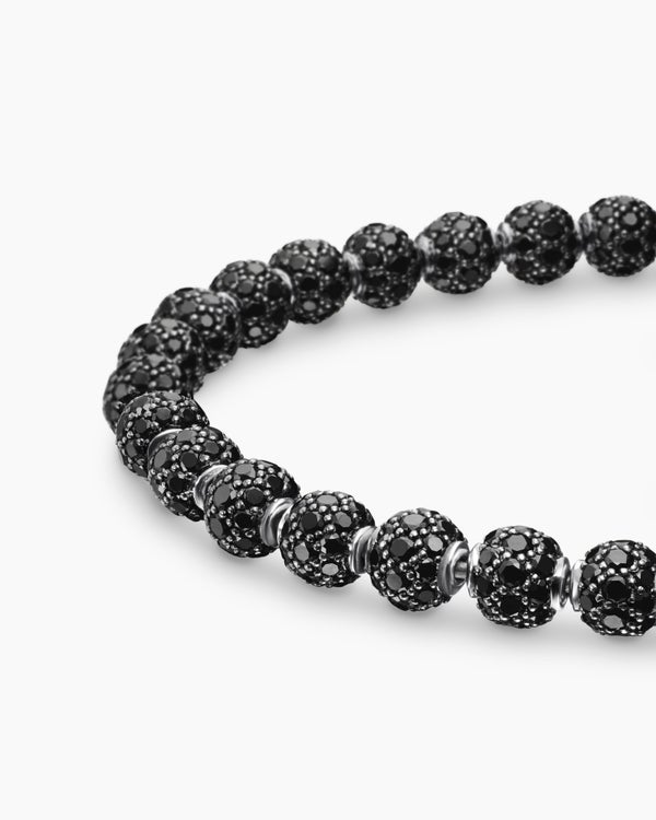 Spiritual Beads Bracelet in Platinum and Pavé Black Diamonds, 6mm