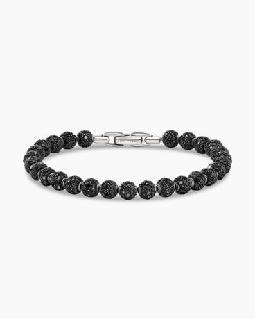 Spiritual Beads Bracelet in Platinum and Pavé Black Diamonds, 6mm