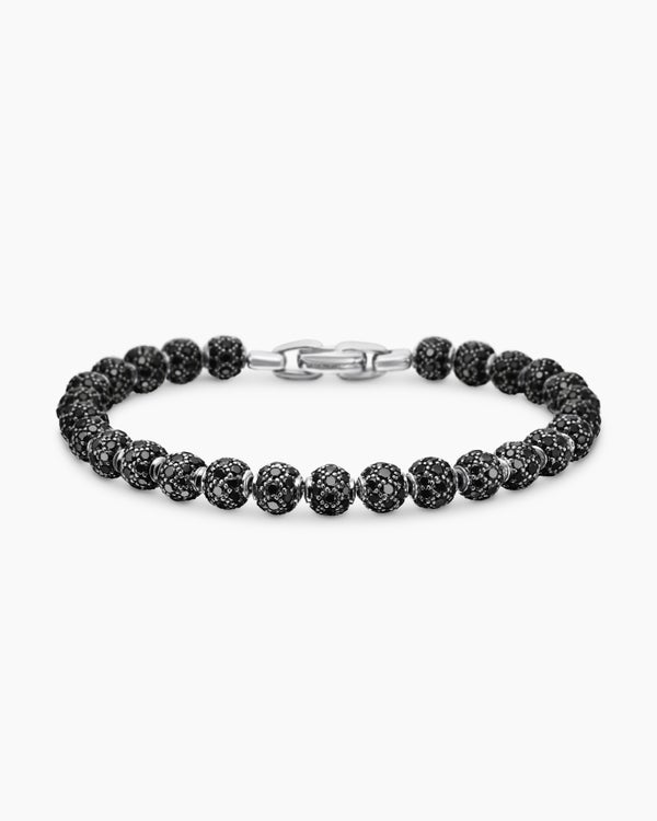 Spiritual Beads Bracelet in Platinum and Pavé Black Diamonds, 6mm