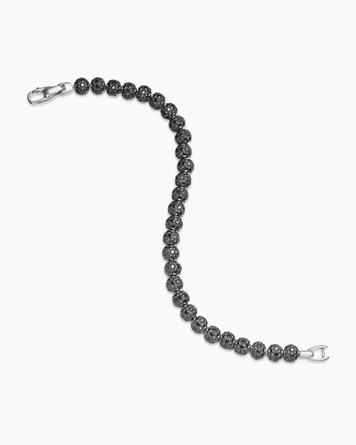 Mens Spiritual Beads Bracelet in Sterling Silver with Pavé, 6mm