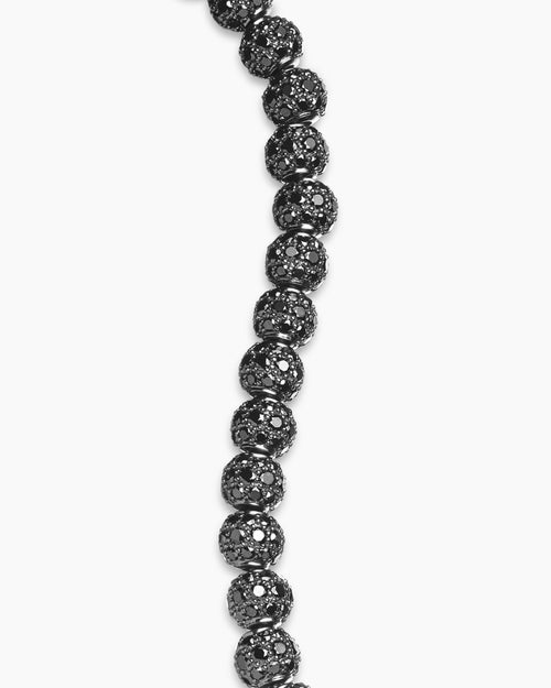 Mens Spiritual Beads Bracelet in Sterling Silver with Pavé, 6mm