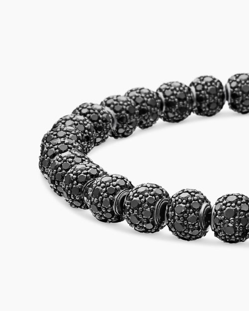 Mens Spiritual Beads Bracelet in Sterling Silver with Pavé, 6mm