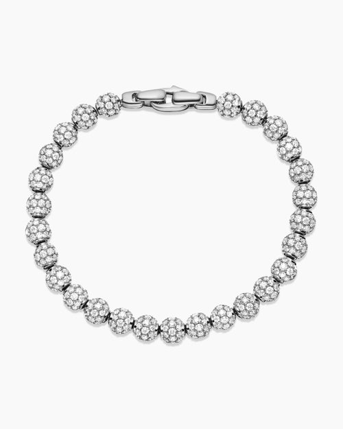 Mens Spiritual Beads Bracelet in Sterling Silver with Pavé, 6mm