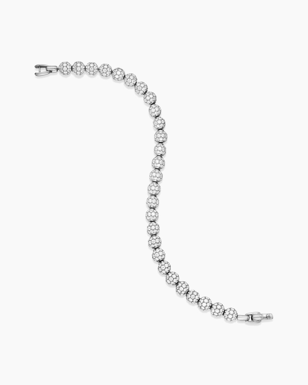 Mens Spiritual Beads Bracelet in Sterling Silver with Pavé Diamonds, 6mm