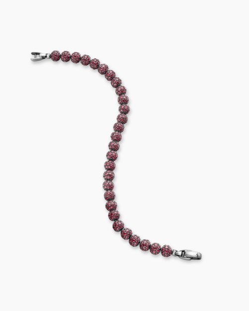 Mens Spiritual Beads Bracelet in Sterling Silver with Pavé, 6mm