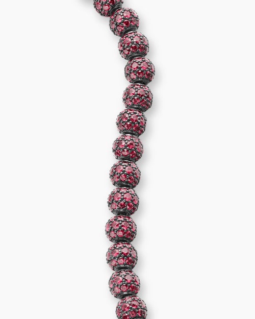 Mens Spiritual Beads Bracelet in Sterling Silver with Pavé, 6mm