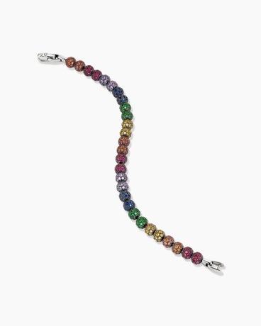 Spiritual Beads Bracelet in Sterling Silver with Rainbow Pavé, 6mm