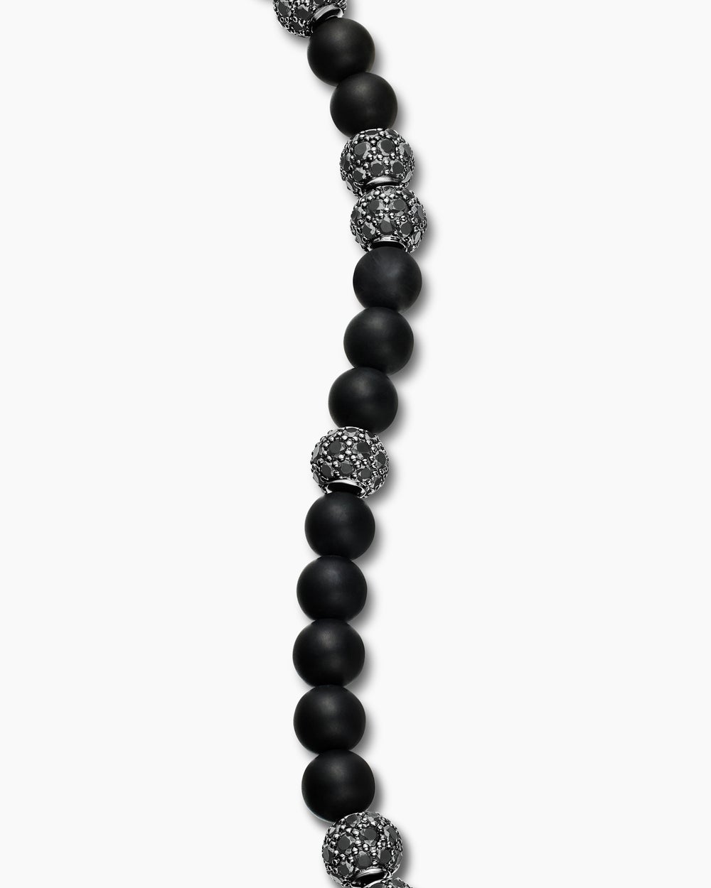 Mens Spiritual Beads Bracelet in Sterling Silver with Pavé, 6mm