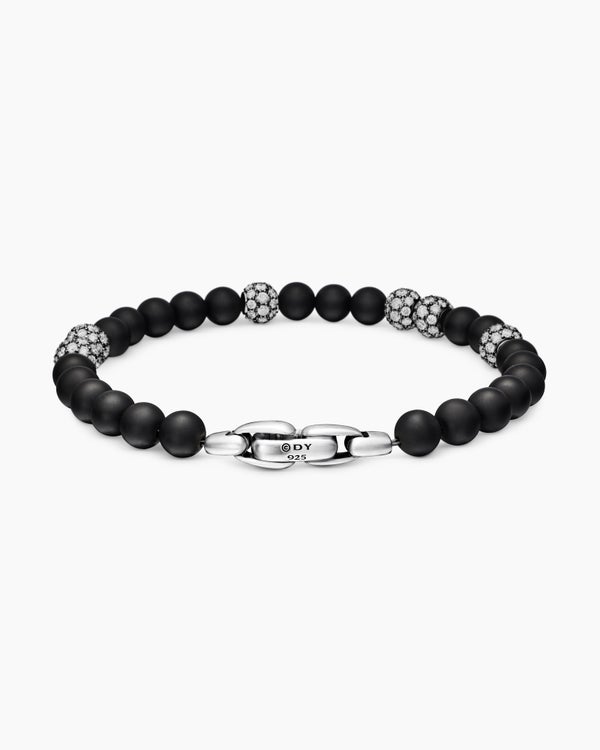Spiritual Beads Bracelet in Sterling Silver with Pavé, 6mm