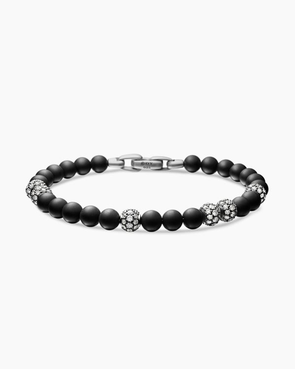 Spiritual Beads Bracelet in Sterling Silver with Pavé, 6mm