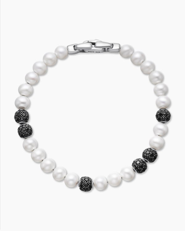 Spiritual Beads Bracelet in Sterling Silver with Pavé, 6mm